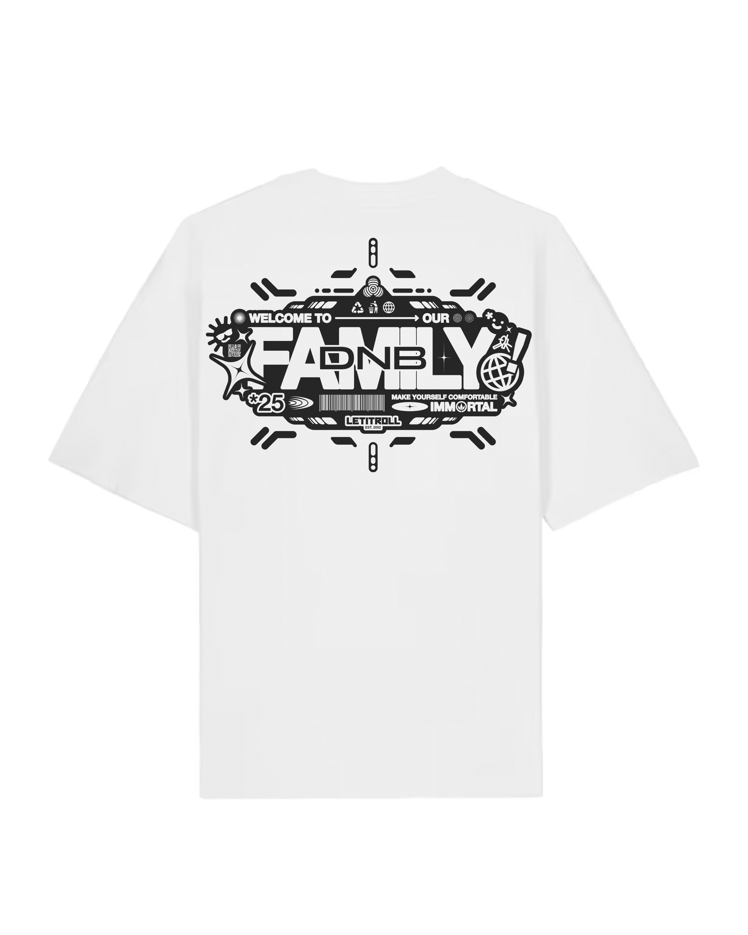 LETITROLL T-shirt DNB Family White