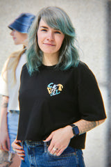 LETITROLL Crop Triko Heart Black