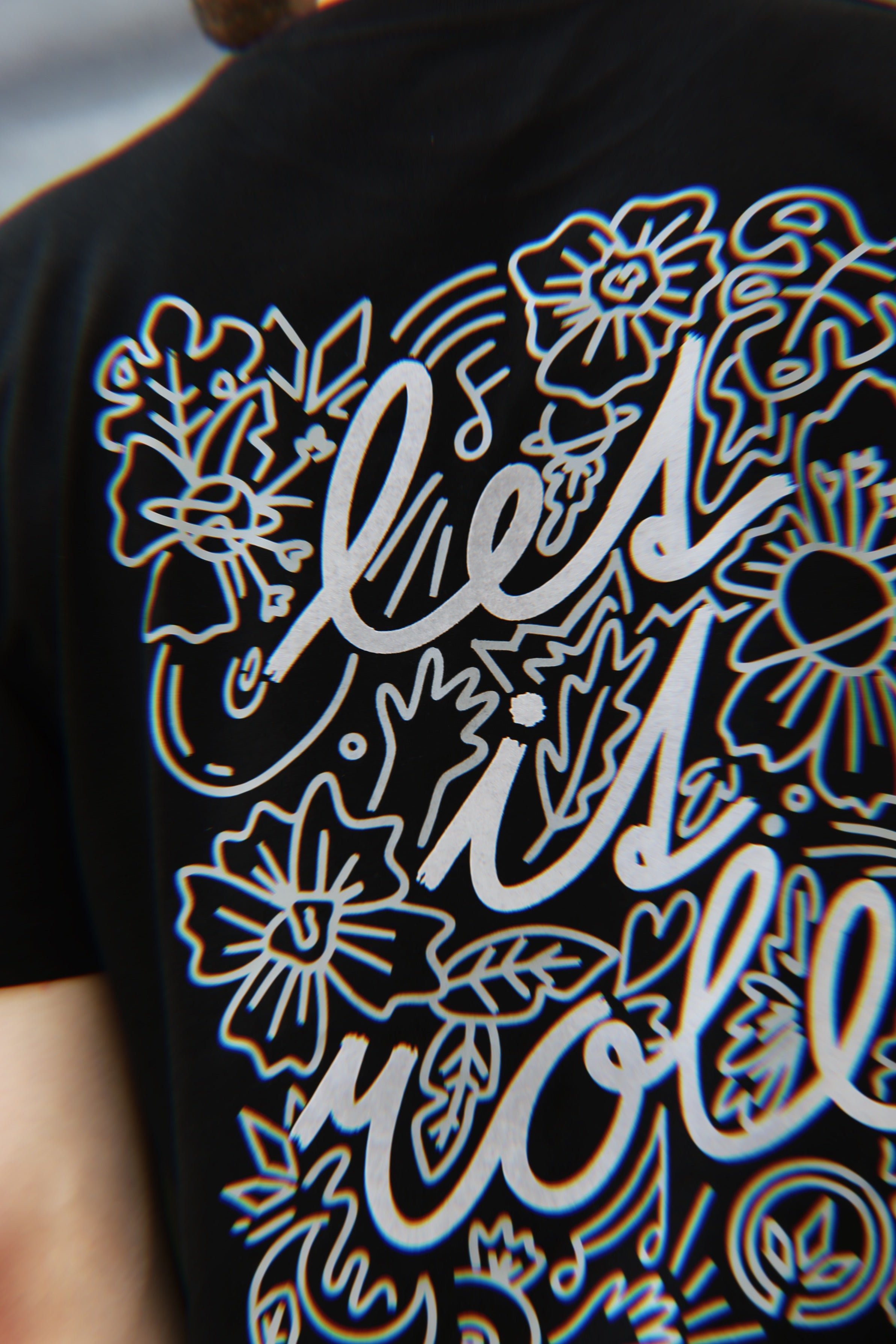 LETITROLL T-shirt Flower Flock Black