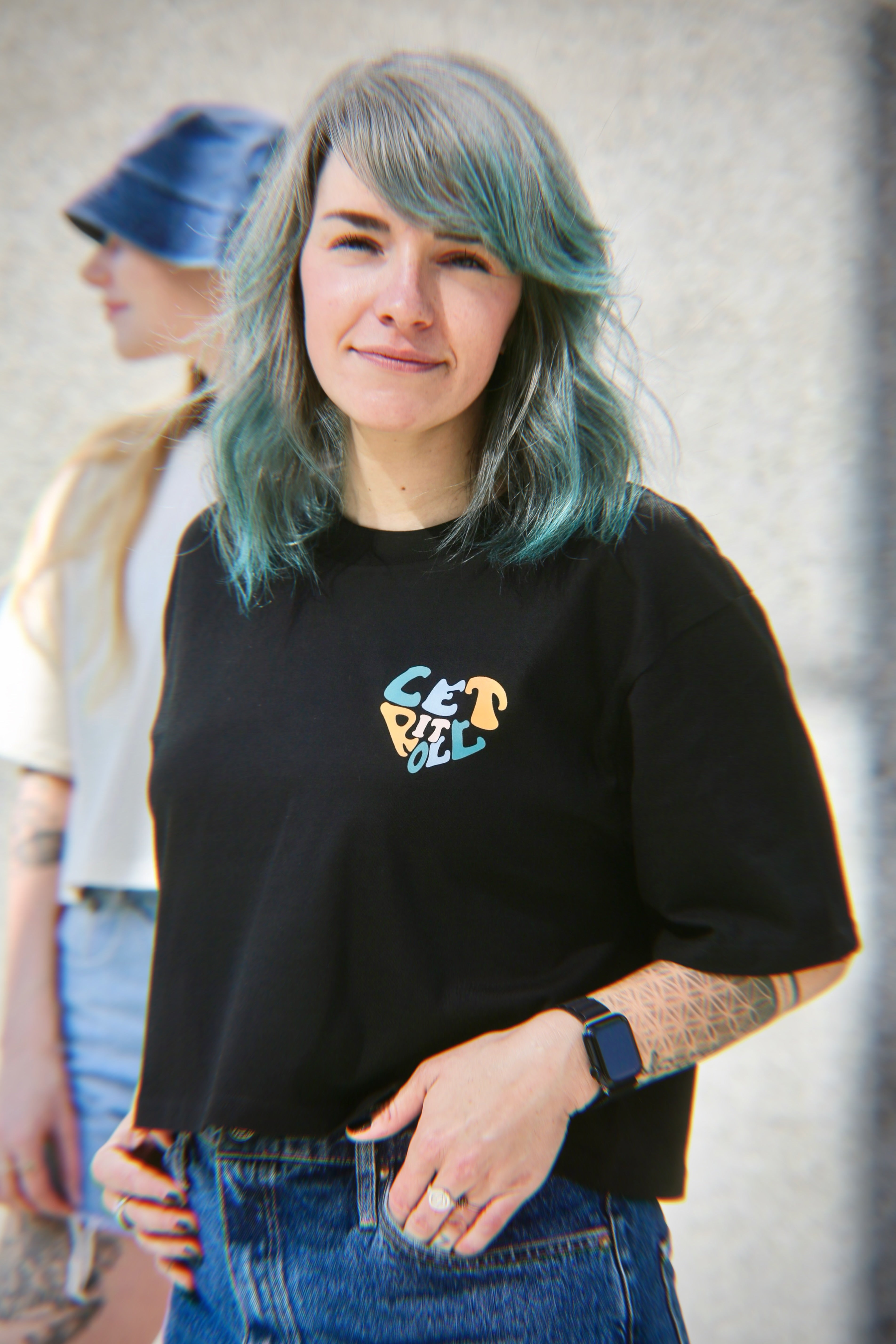 LETITROLL Crop Triko Heart Black