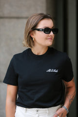 LETITROLL MINIMAL T-SHIRT WITH BLCK&amp;WHITE EMBROIDERY