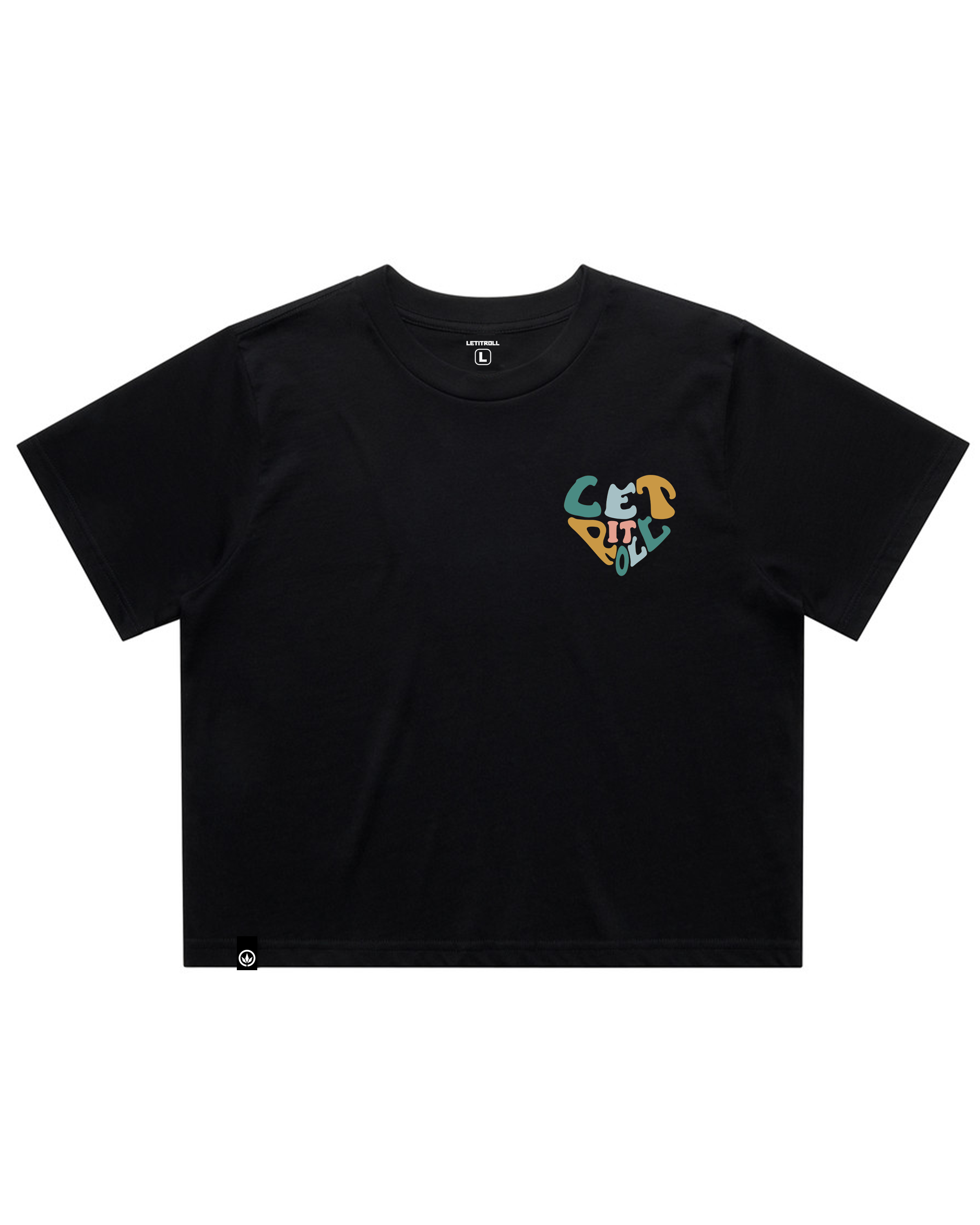 LETITROLL Crop Triko Heart Black