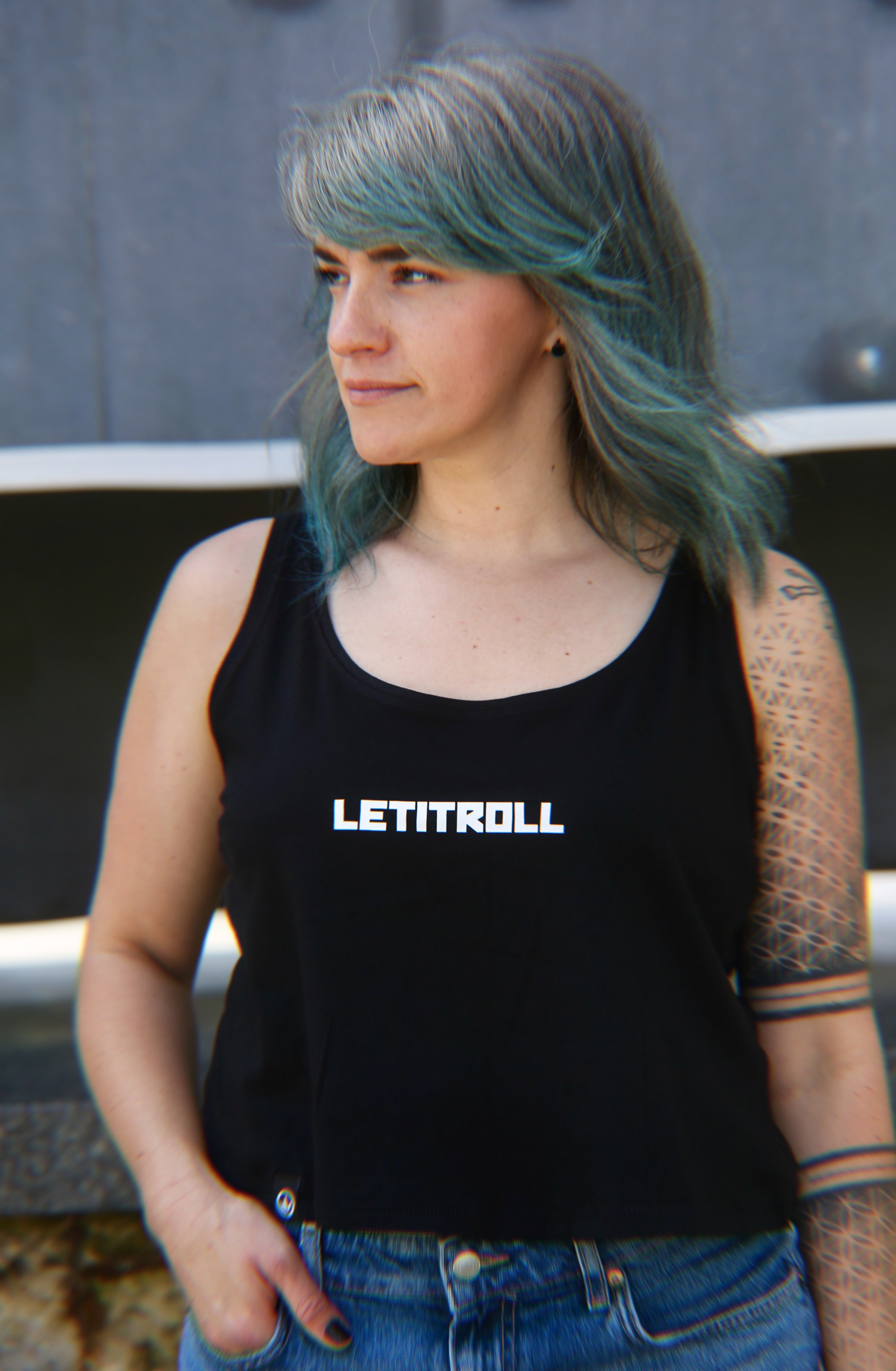 LETITROLL Dámské Croped Tílko Black